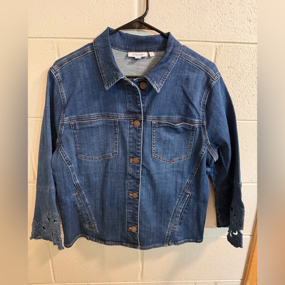 Chico's Jackets & Blazers - Chico's Dark Blue Denim Jacket size 2